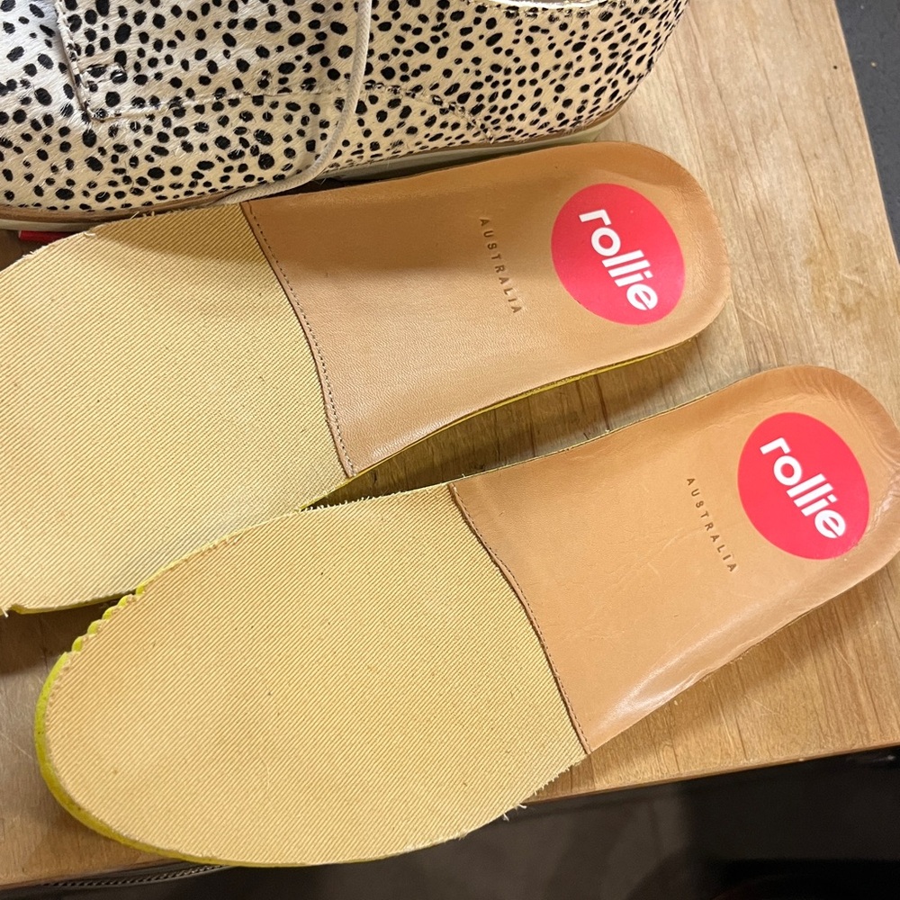 Rollie Australia Pony Hair -Snow Leopard Derby Leather Flats - Picture 11 of 16